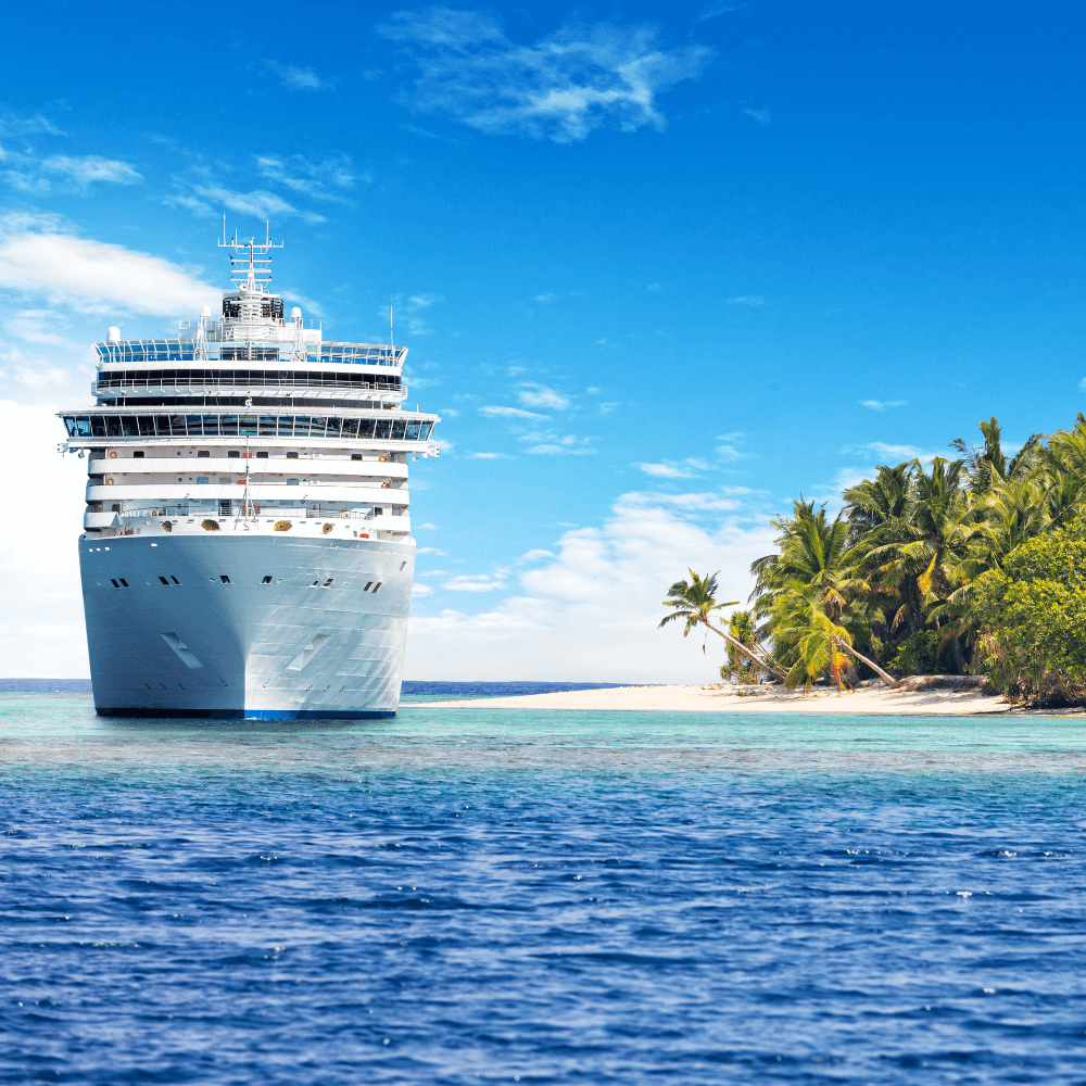 Large cruise ship in the middle of the ocean